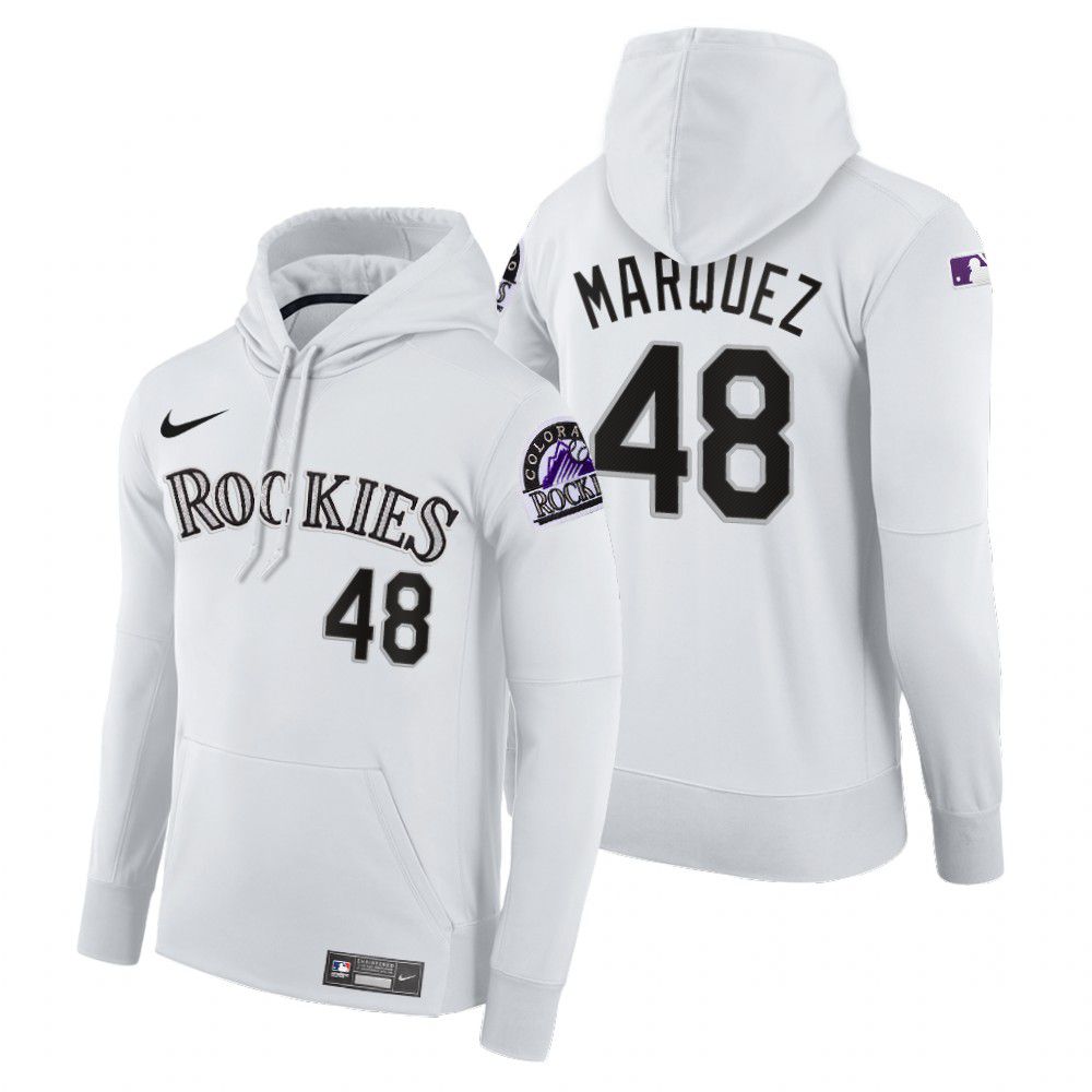 Cheap Men Colorado Rockies 48 Marquez white home hoodie 2021 MLB Nike Jerseys